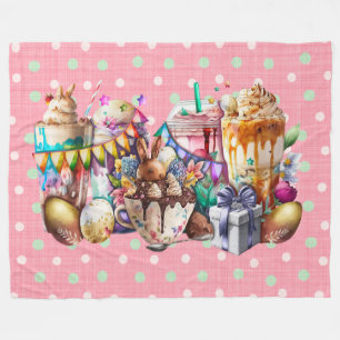 Manta Polar Bebidas de café Fancy Bunny de Pascua