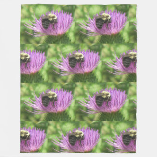 Manta Polar Bee On Thistle Fleece Blanket