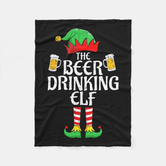 Manta Polar Beer Beer Elf Navidades de grupo familiar (Anverso)