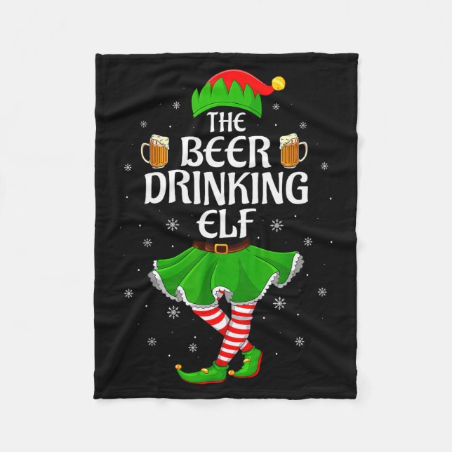 Manta Polar Beer Drinking Elf Christmas Family Girl Women Elf  (Anverso)