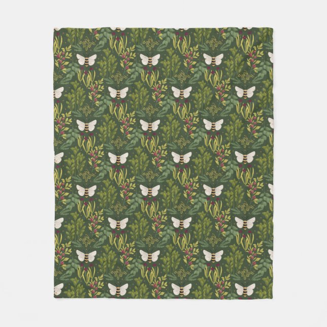 Manta Polar Bees and Foliage Fleece Blanket (Anverso)