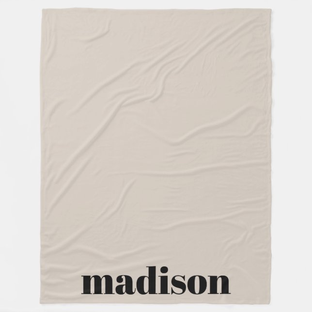 Manta Polar Beige Black Modern Monograma personalizado (Anverso)