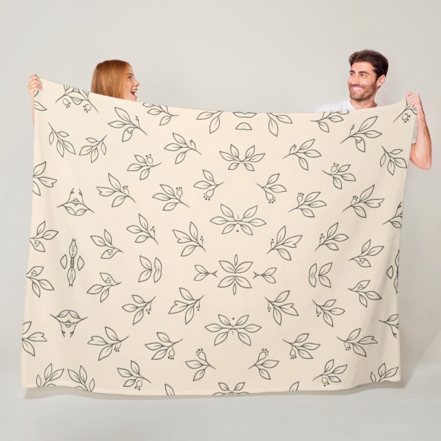 Manta Polar Beige Leaf Throw Blanket (In situ)