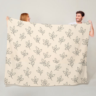 Manta Polar Beige Leaf Throw Blanket