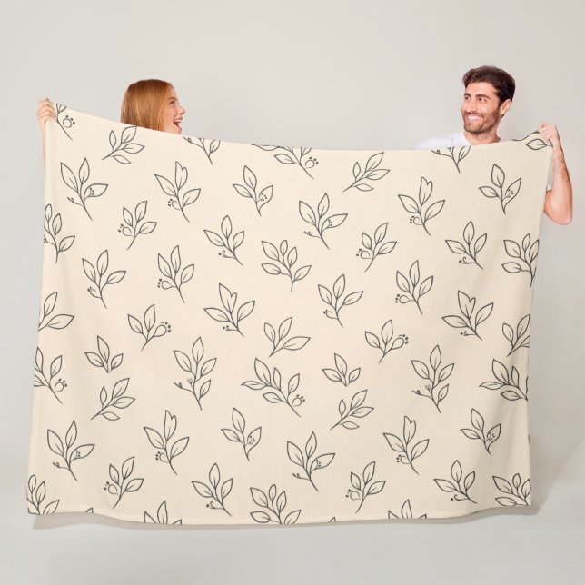 Manta Polar Beige Leaf Throw Blanket (In situ)