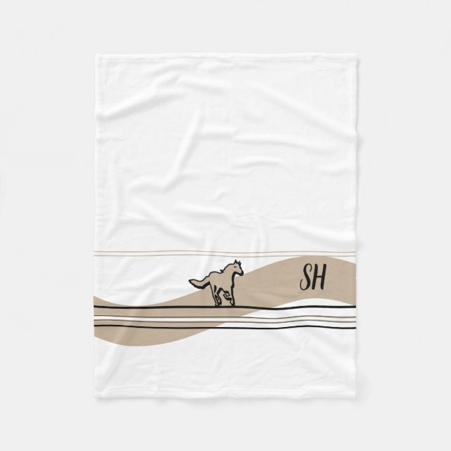 Manta Polar Beige Running Horse Design and Initials (Anverso)