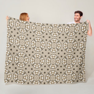 Manta Polar Beige Taupe Marrón Blanco Negro Tribu arte