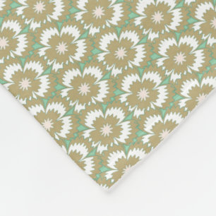 Manta Polar Beige vintage y floral verde Dianthus Barbatus