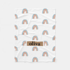 Manta Polar Beige y arcoiris azul