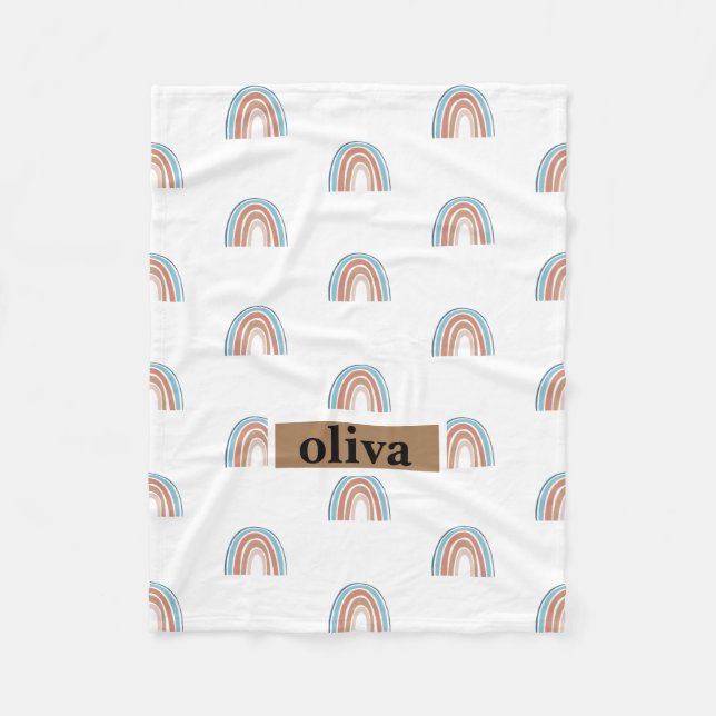 Manta Polar Beige y arcoiris azul (Anverso)