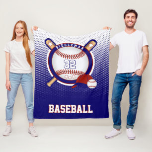 Manta Polar Béisbol - Azul oscuro y rojo - DIY Textos