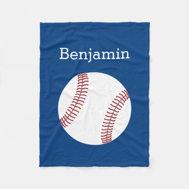 Manta Polar Béisbol con nombre personalizado - Azul real (Anverso)