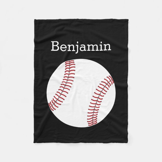 Manta Polar Béisbol con nombre personalizado - Negro (Anverso)