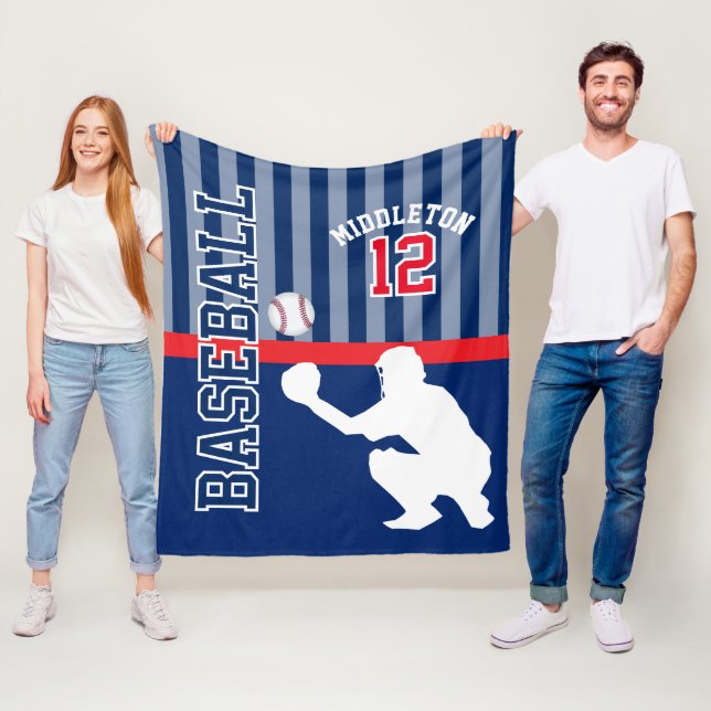 Manta Polar Béisbol ⚾ Deporte en azul oscuro y rojo - Catcher (In situ)
