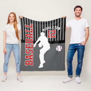 Manta Polar Béisbol ⚾ Deportes - Gris, Negro y Rojo