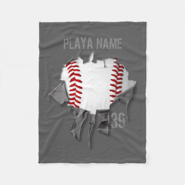Manta Polar Béisbol desgarrado (personalizado) (Anverso)