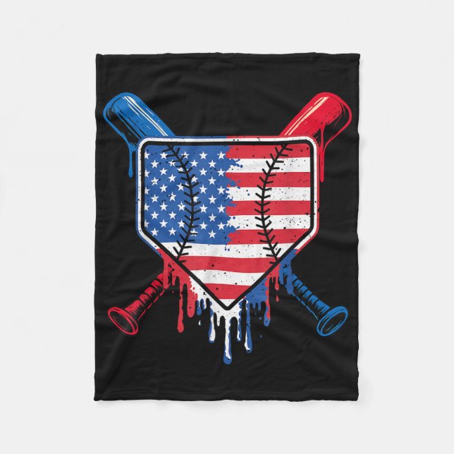 Manta Polar Béisbol Drin Boys Helado Patriótico Estadounidense (Anverso)