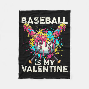 Manta Polar Béisbol Es Mi Helado De San Valentín Goteo Bate Cr