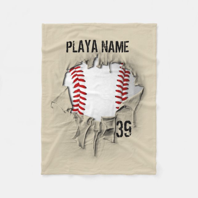 Manta Polar Béisbol rasgado (personalizado) (Anverso)