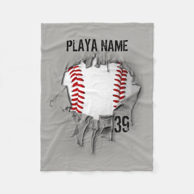 Manta Polar Béisbol rasgado (personalizado) (Anverso)