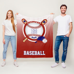 Manta Polar Béisbol - Rojo y Azul Oscuro - DIY Textos