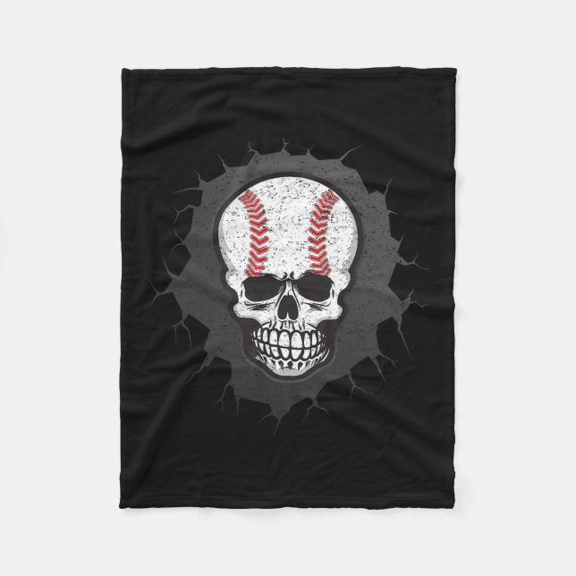 Manta Polar Béisbol Skeleton Halloween Hombres Salón de Béisbo (Anverso)