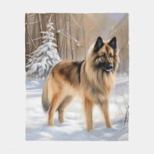 Manta Polar Belgian Tervuren Deja que nieve Navidad