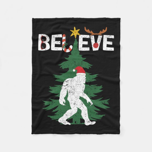 Manta Polar Believe Bigfoot Sasquatch Yeti Santa Hat Navidades (Anverso)