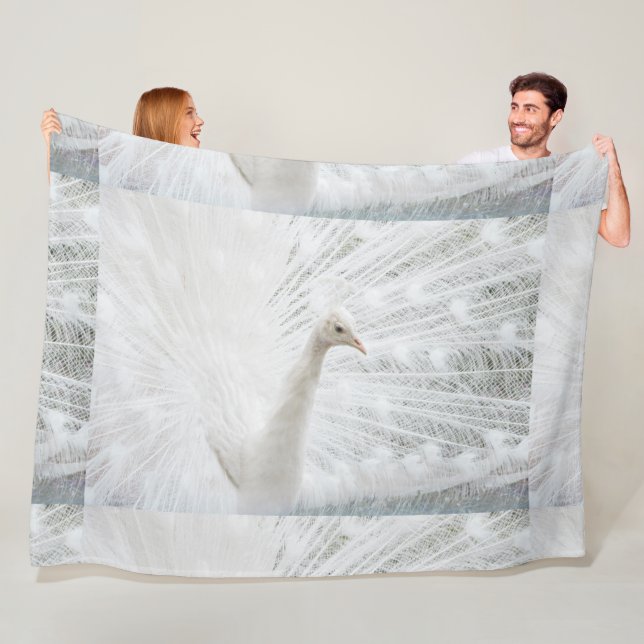 Manta Polar Bellas plumas de pavo real blanco (In situ)