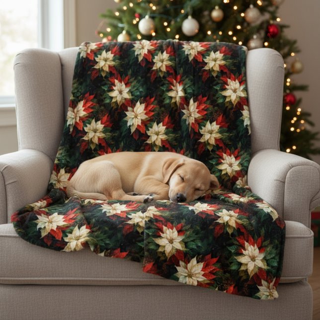 Manta Polar Bellas Poinsettias rojas y blancas (Subido por el creador)