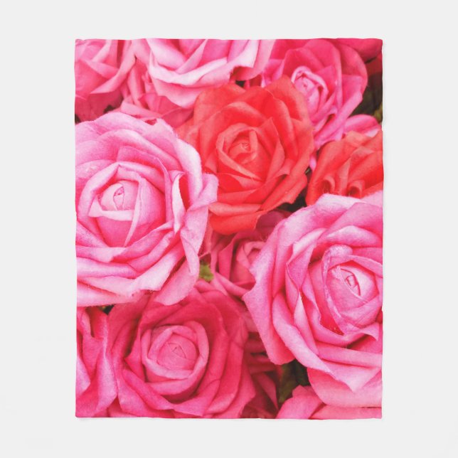 Manta Polar Bellas rosas rojas y rosas (Anverso)