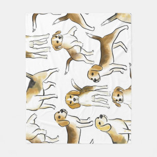 Manta Polar Belleza Beagle: Patrón de perro acuarela