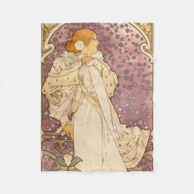 Manta Polar Belleza de mujer mucha Art Nouveau (Anverso)