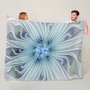 Manta Polar Belleza floral Resumen Flor Pastel azul moderno