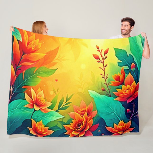 Manta Polar Belleza floral vibrante abstracta (In situ)