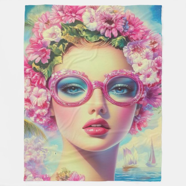 Manta Polar Belleza tropical retro (Anverso)