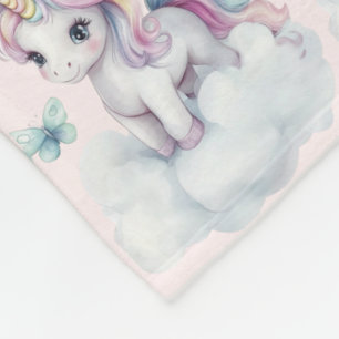 Manta Polar Bello Bebé Unicornio Sentado en Nube