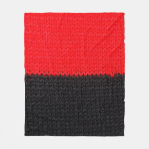 Manta Polar bello tejido de punto negro y rojo con dibujos