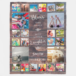 Manta Polar Bendición a esta familia con amor 24 Collage de fo