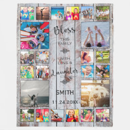 Manta Polar Bendición a esta familia con amor 24 Collage de fo