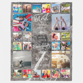 Manta Polar Bendición a esta familia con amor 24 Collage de fo