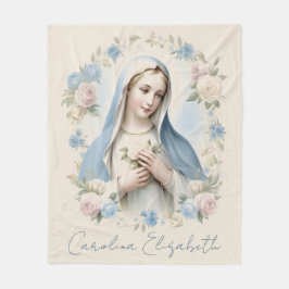 Manta Polar Bendita María Rosas Religiosas Florales Rosa Rosa