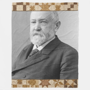 Manta Polar Benjamin Harrison — Colcha Presidencial Vintage Bl