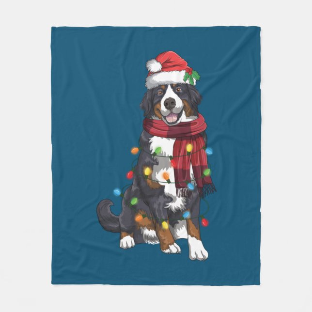 Manta Polar Bernese Mountain Christmas Light Funny Dog Lover (Anverso)