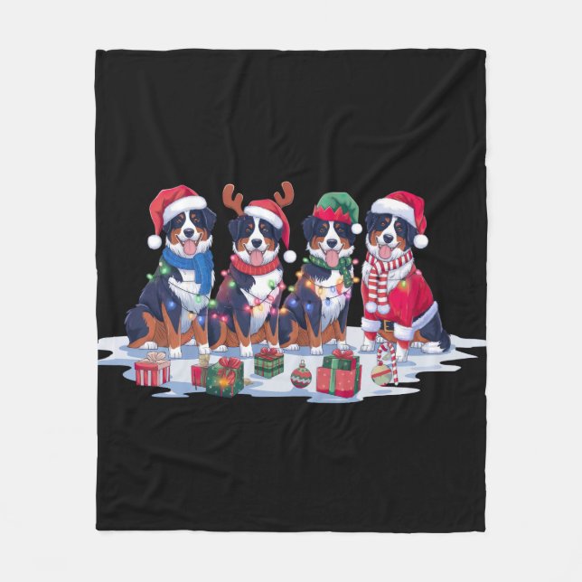 Manta Polar Bernese Mountain Santa hat rivaliza con los Navida (Anverso)