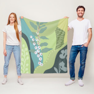 Manta Polar Berries Blancas Mezcladas Verdes Bloques de Color