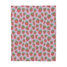 Berry Sweet Red Strawberries Fleece Blanket