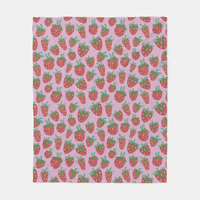 Manta Polar Berry Sweet Red Strawberries Fleece Blanket (Anverso)