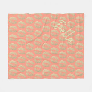 Manta Polar Besos de lápiz labial impresión color rosa color d