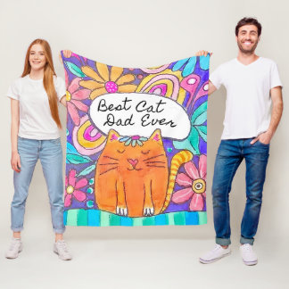 Manta Polar Best Cat Dad Ever Cat Gift for Dad Blanket